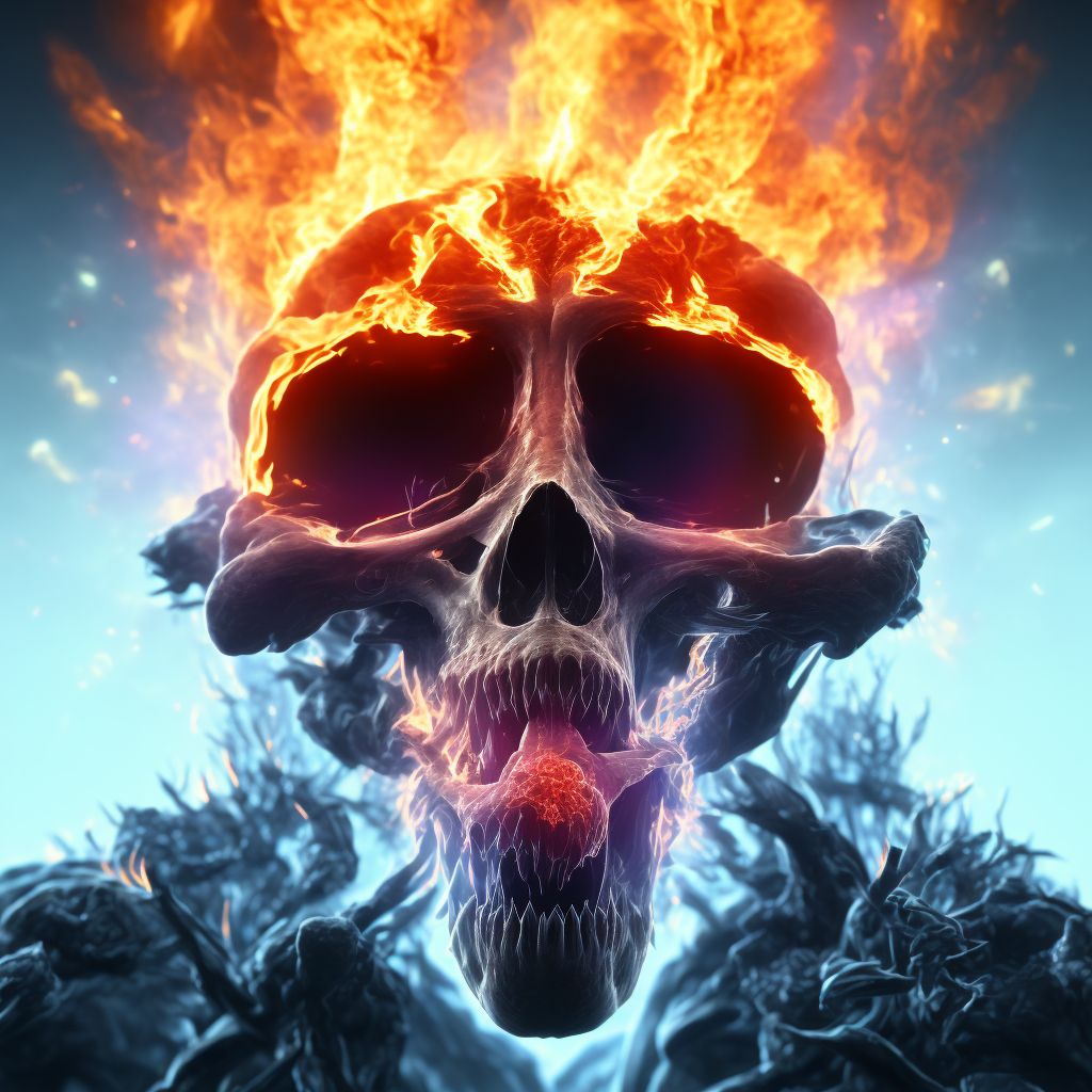 Burn of third degree of multiple sites of head, face, and neck, initial encounter digital illustration