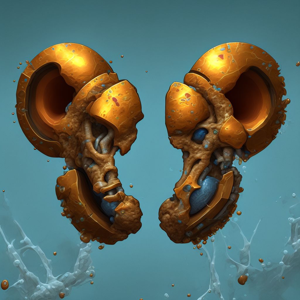 Corrosion of first degree of right ear [any part, except ear drum], sequela digital illustration