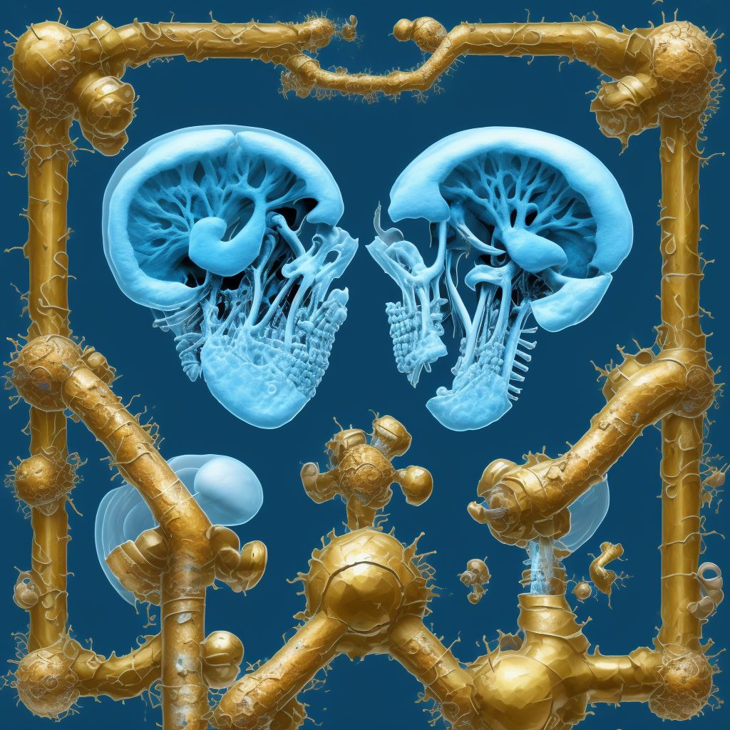 Corrosion of third degree of right ear [any part, except ear drum], sequela digital illustration