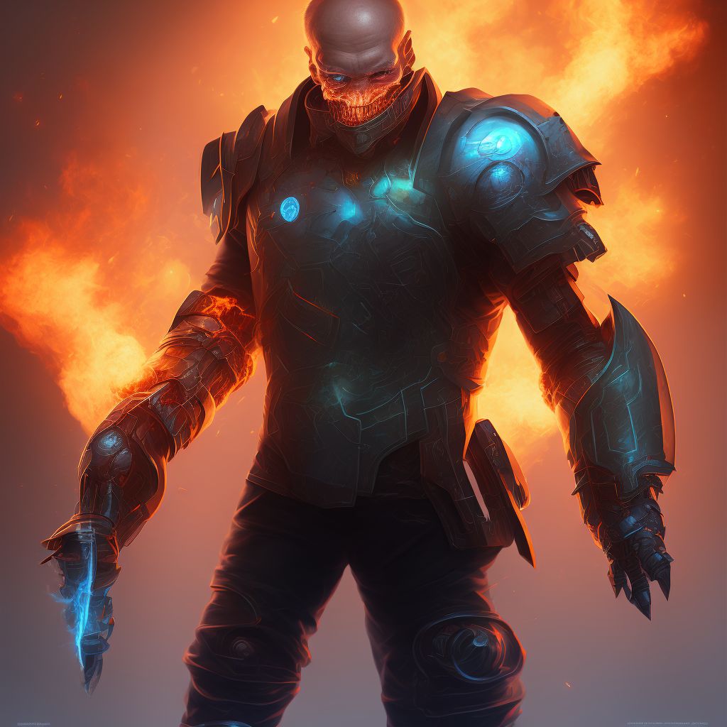 Burn of second degree of left upper arm, initial encounter digital illustration