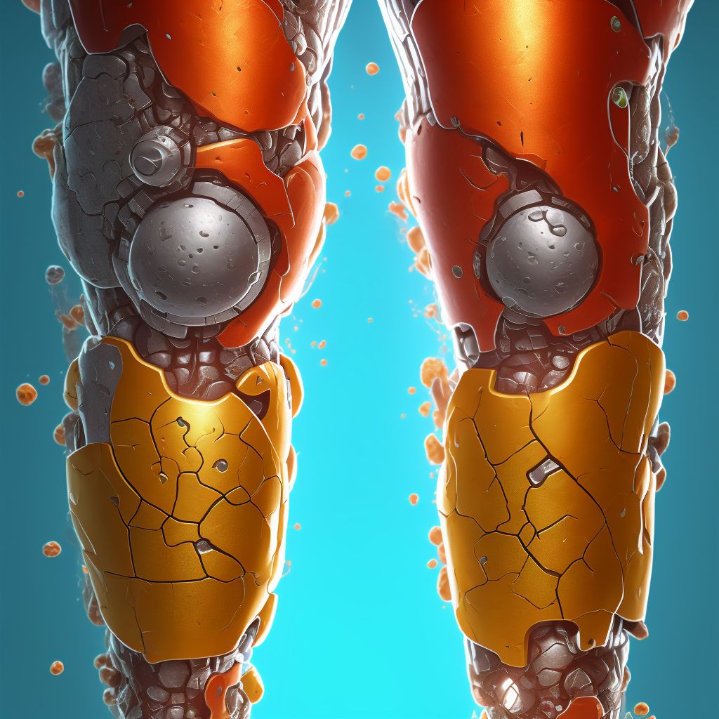 Corrosion of second degree of right lower leg, initial encounter digital illustration