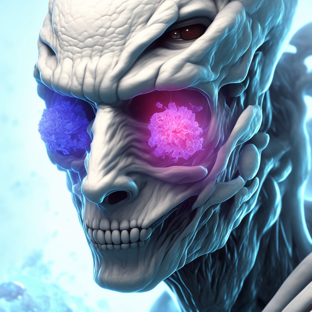 Frostbite with tissue necrosis of unspecified ear, sequela digital illustration
