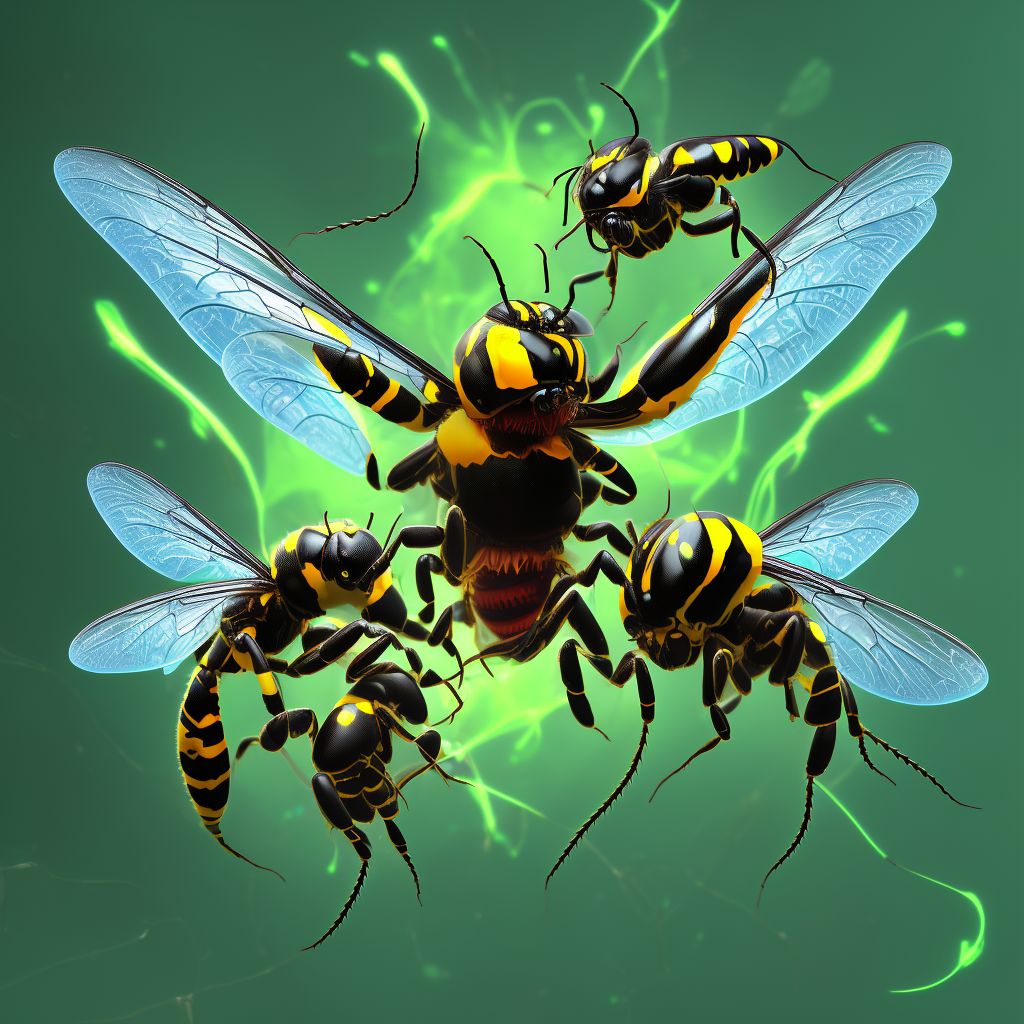 Toxic effect of venom of wasps, accidental (unintentional), subsequent encounter digital illustration