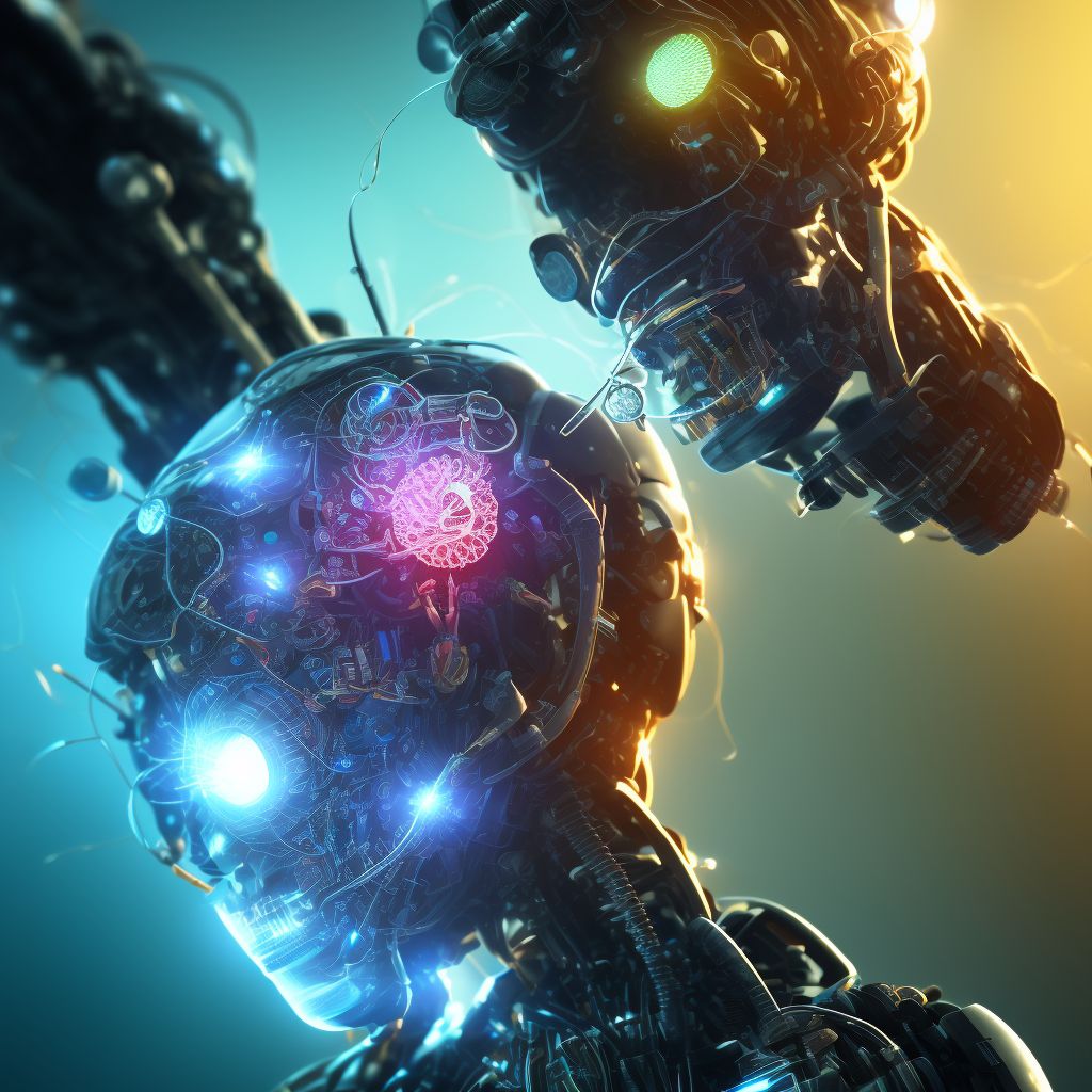 Breakdown (mechanical) of implanted electronic neurostimulator, generator, initial encounter digital illustration