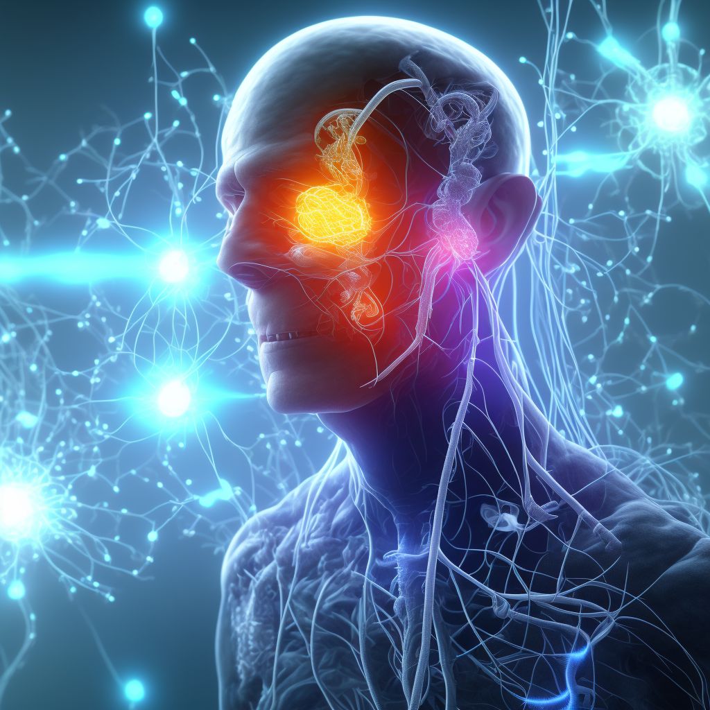 Displacement of implanted electronic neurostimulator of peripheral nerve electrode (lead), subsequent encounter digital illustration