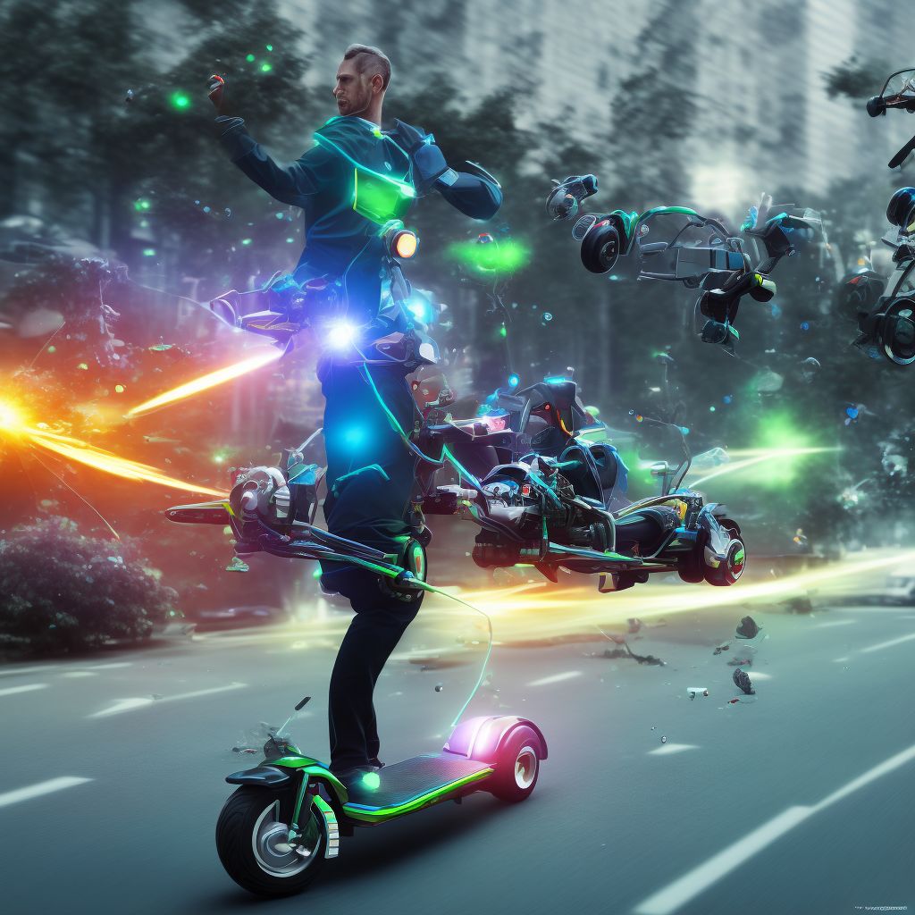 Other accident with motorized mobility scooter, initial encounter digital illustration