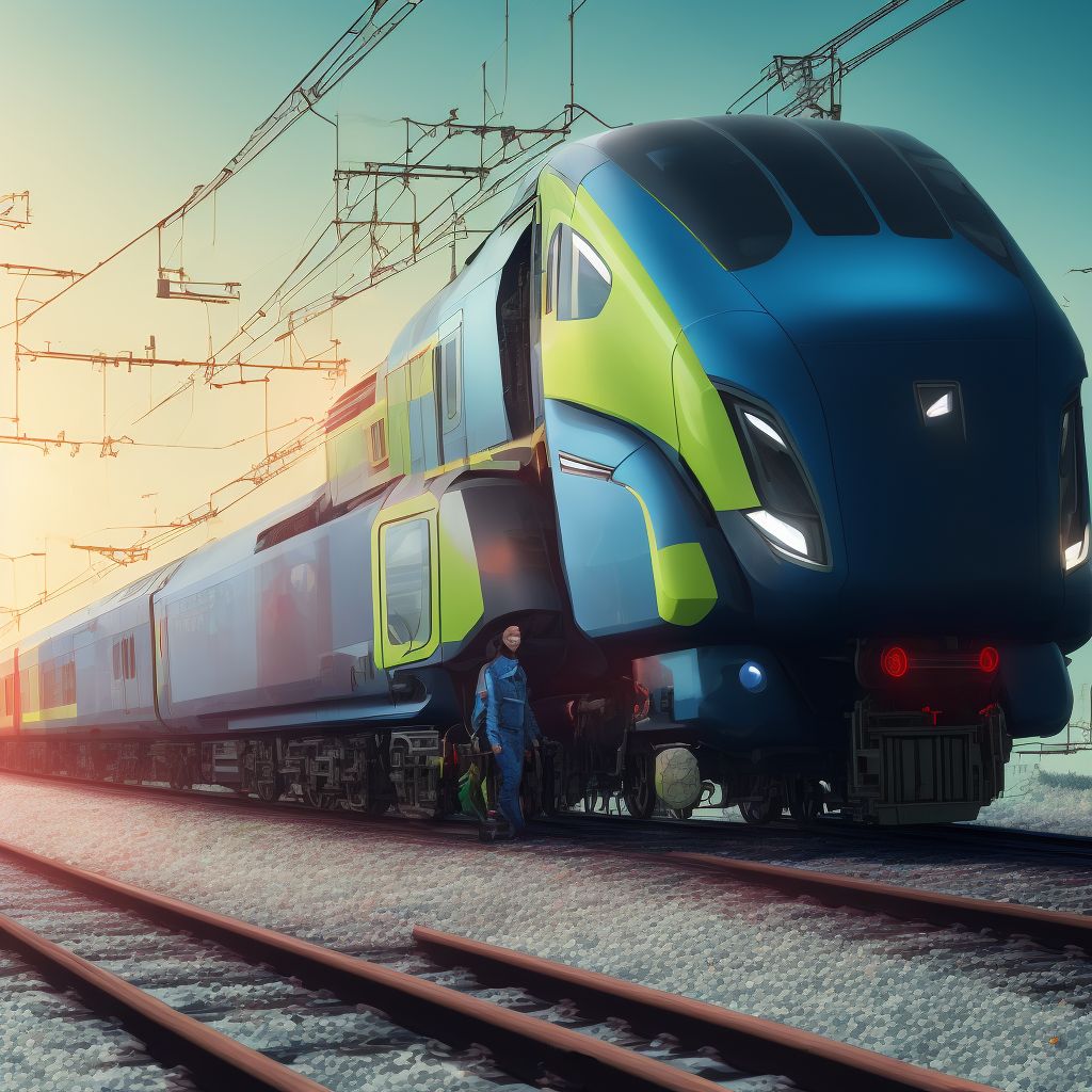 Pedestrian with other conveyance injured in collision with railway train or railway vehicle, unspecified whether traffic or nontraffic accident, sequela digital illustration