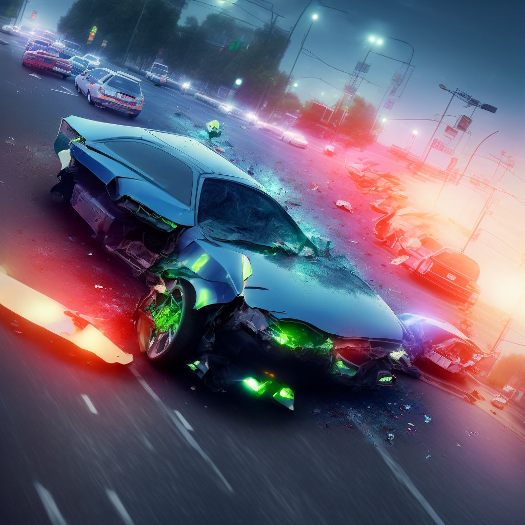 Pedestrian on skateboard injured in collision with other nonmotor vehicle in traffic accident, initial encounter digital illustration