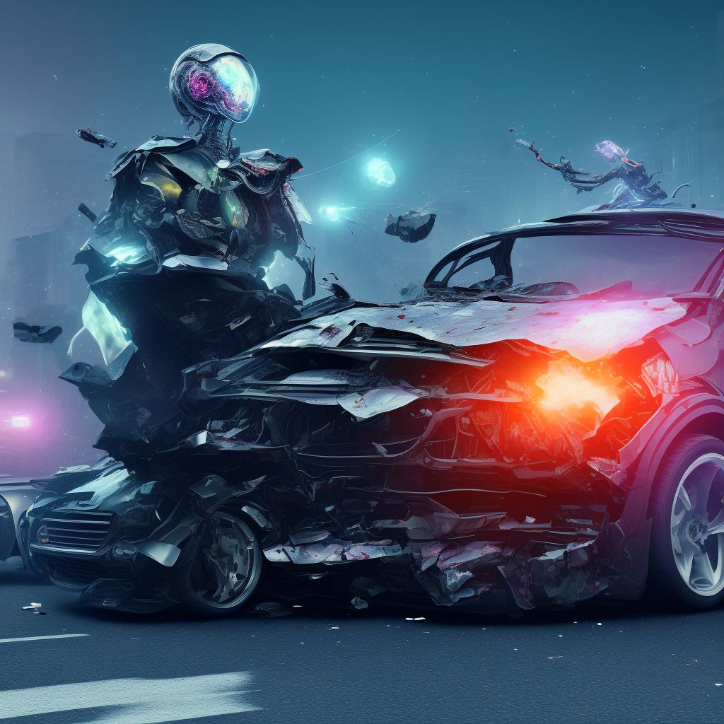 Pedestrian injured in nontraffic accident involving other motor vehicles, subsequent encounter digital illustration