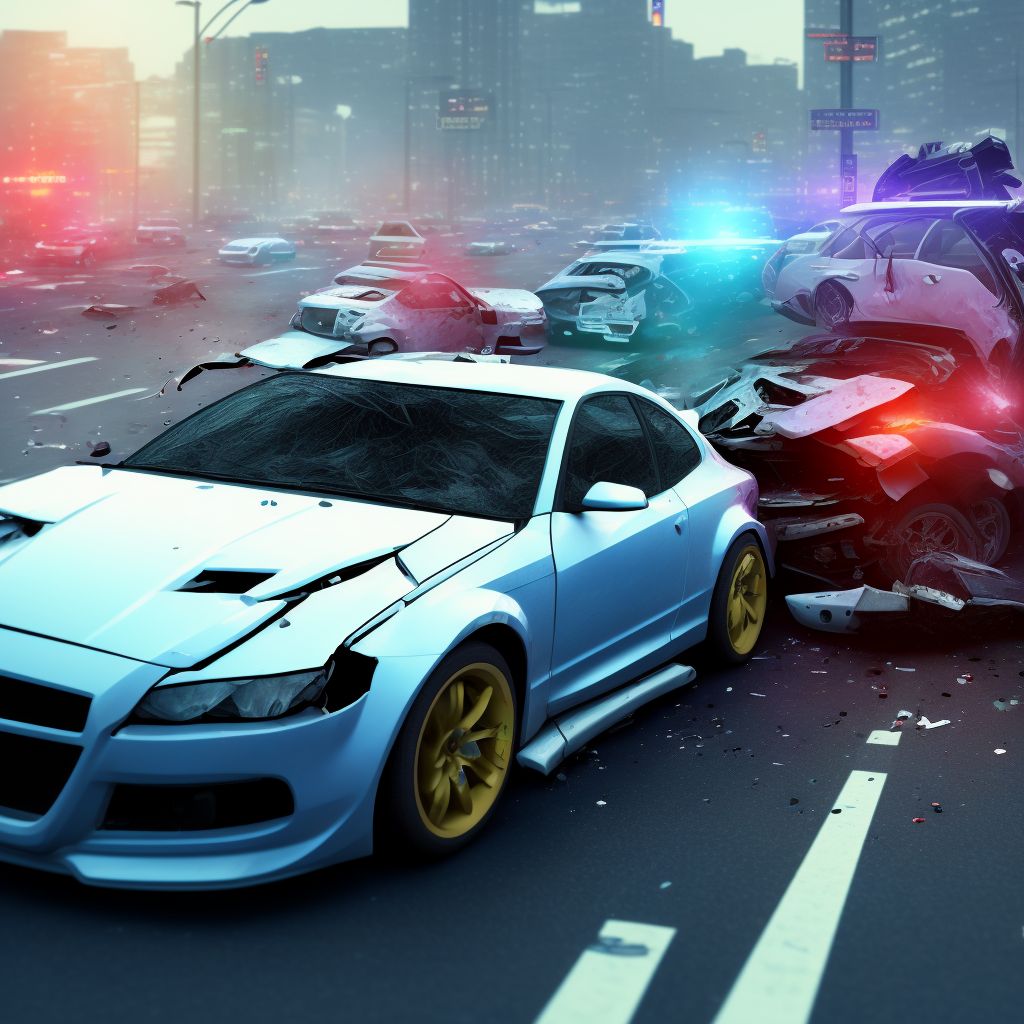 Pedestrian injured in traffic accident involving other motor vehicles, subsequent encounter digital illustration