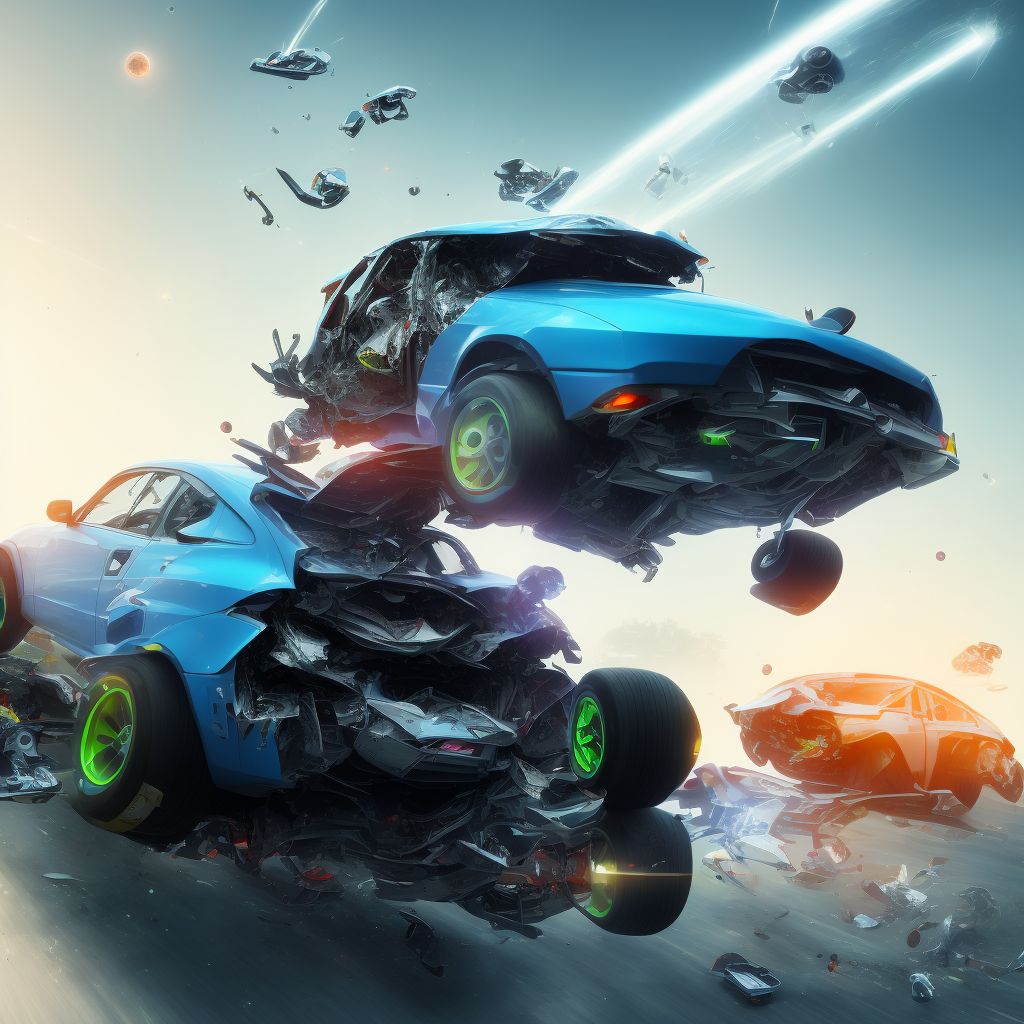Person boarding or alighting a three-wheeled motor vehicle injured in collision with two- or three-wheeled motor vehicle, subsequent encounter digital illustration