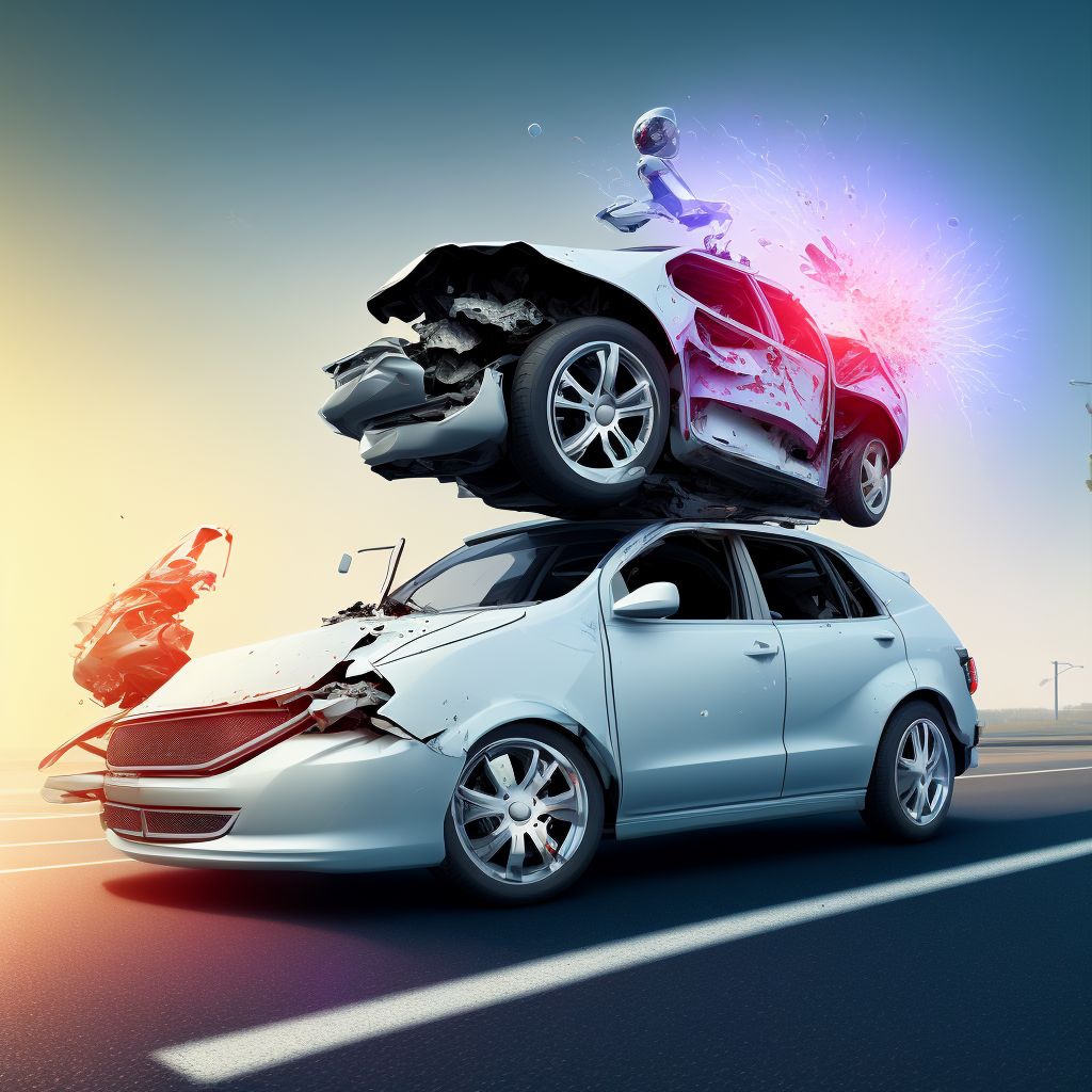 Unspecified occupant of three-wheeled motor vehicle injured in collision with two- or three-wheeled motor vehicle in traffic accident, sequela digital illustration