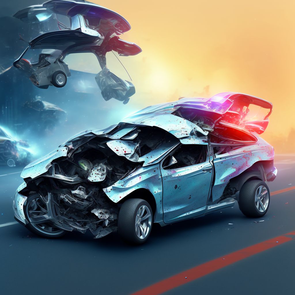Person on outside of three-wheeled motor vehicle injured in collision with other nonmotor vehicle in nontraffic accident, sequela digital illustration
