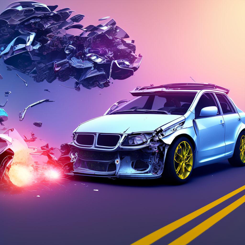 Unspecified occupant of three-wheeled motor vehicle injured in collision with fixed or stationary object in nontraffic accident, initial encounter digital illustration