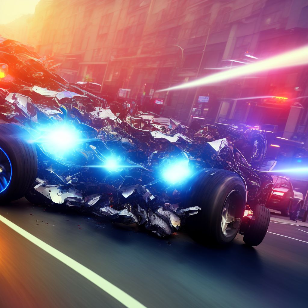 Driver of three-wheeled motor vehicle injured in collision with unspecified motor vehicles in traffic accident, subsequent encounter digital illustration