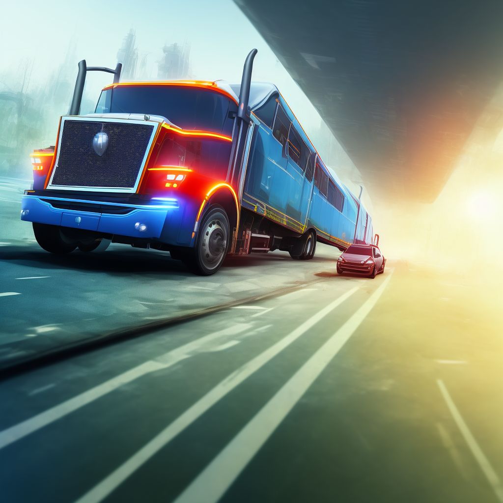 Passenger in heavy transport vehicle injured in collision with heavy transport vehicle or bus in nontraffic accident, initial encounter digital illustration