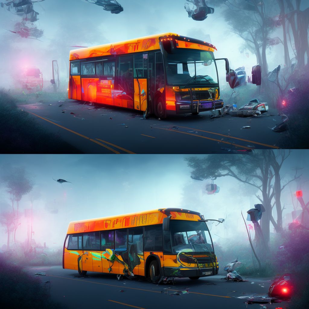 Bus occupant (driver) (passenger) injured in other specified transport accidents, initial encounter digital illustration