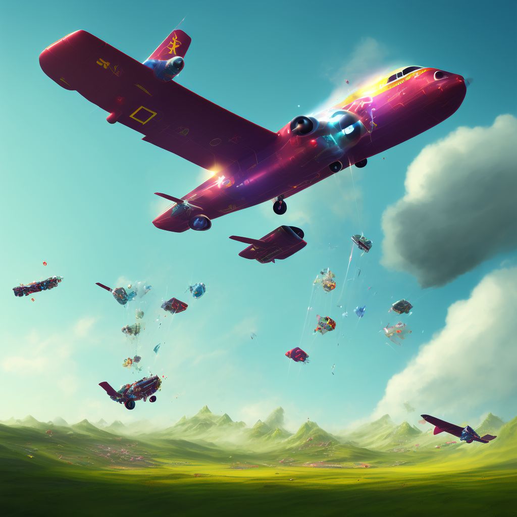 Glider (nonpowered) collision injuring occupant, sequela digital illustration