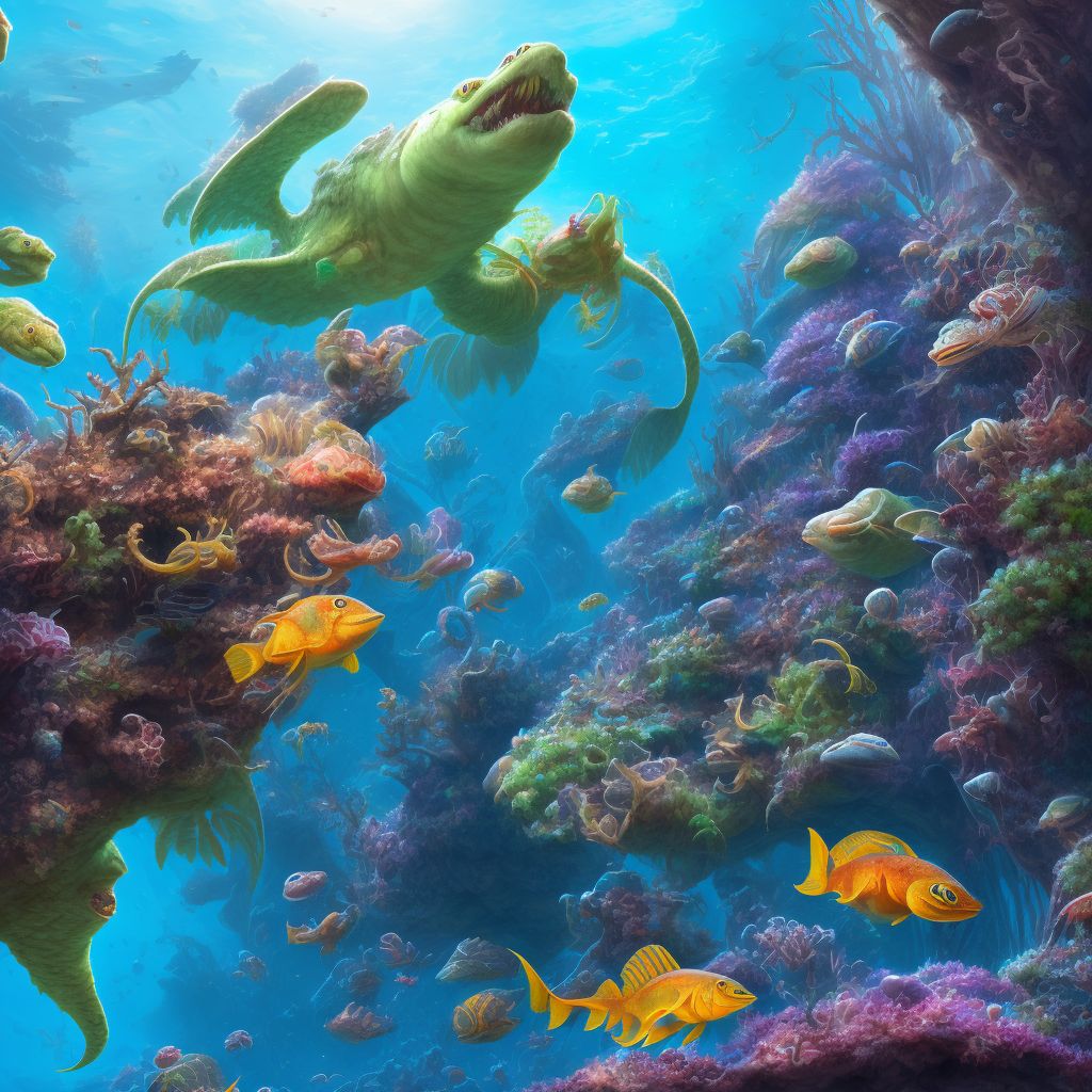 Bitten by other nonvenomous marine animals, initial encounter digital illustration