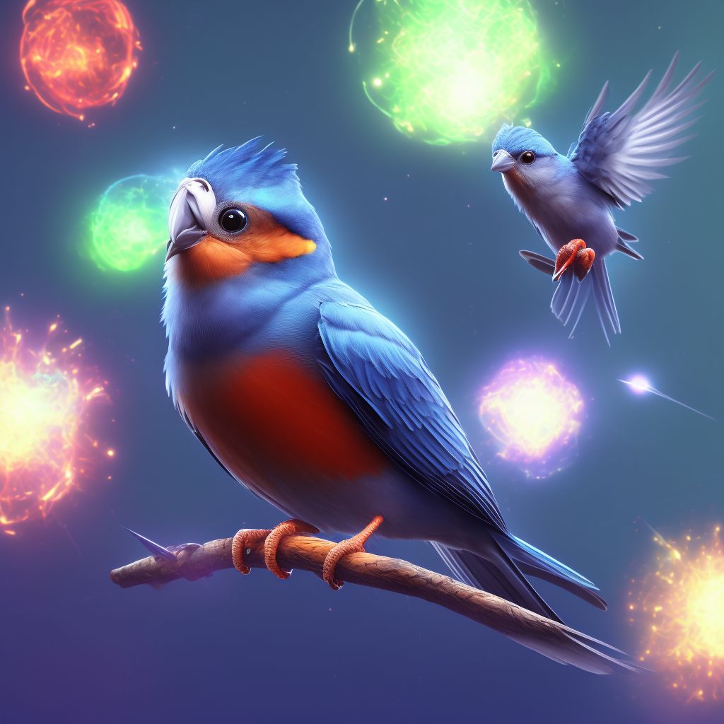 Other contact with other birds, initial encounter digital illustration