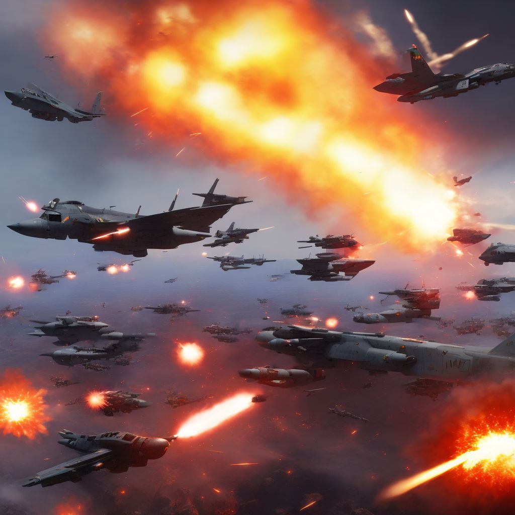 War operations involving explosion of other marine weapons, military personnel, initial encounter digital illustration