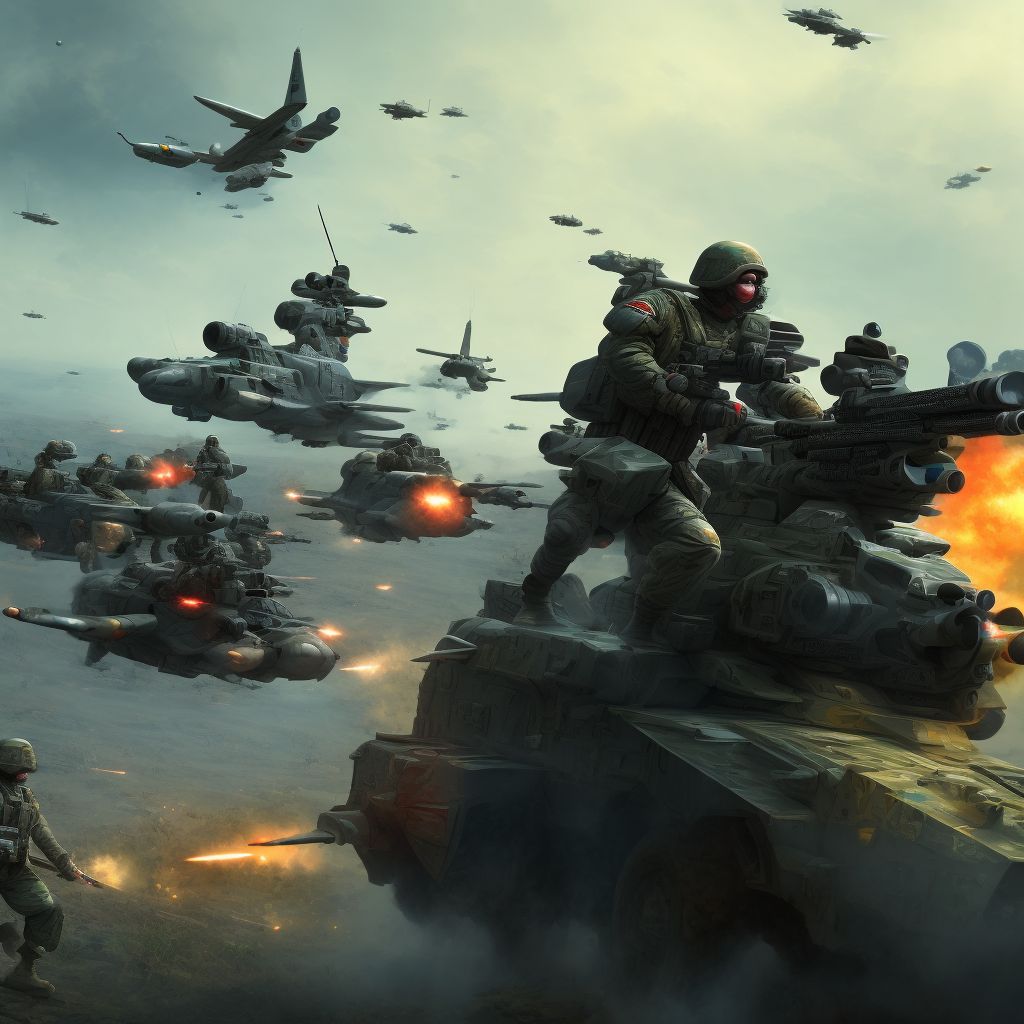 Military operations involving combat using blunt or piercing object, military personnel, subsequent encounter digital illustration