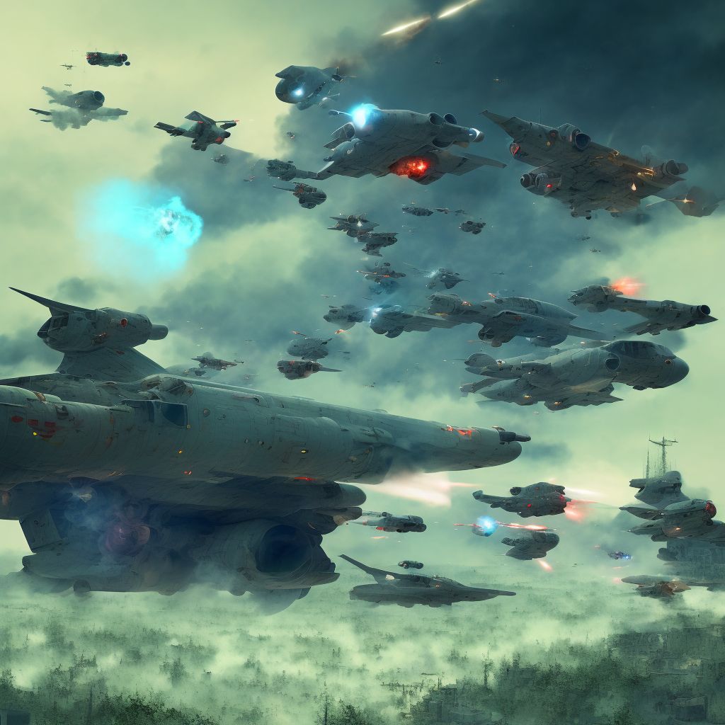 Military operation involving other effects of nuclear weapons, civilian, initial encounter digital illustration
